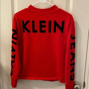 calvin klein crew in bright red, extremely soft and comfortable